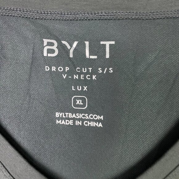 BYLT Drop Cut Lux V-Neck Shirt T Shirt Men's XL Gray Short Sleeve NWOT Basics - Picture 5 of 10